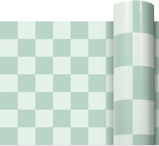 Green Checked Bulletin Board Roll Reusable Waterproof Erasable Green Non-Woven Fabric Bulletin Board Roll Wrinkle Resistant Background Poster for School Classroom Decor Wrapping DIY Craft 15.7" x 40ft