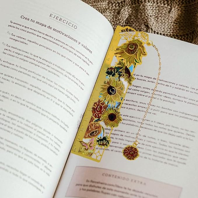 3 piece Metal Bookmarks, Art Series Floral-Themed Bookmarks, Metal Hollow Ruler Bookmarks for Book Lovers, Children, Teenagers, Women