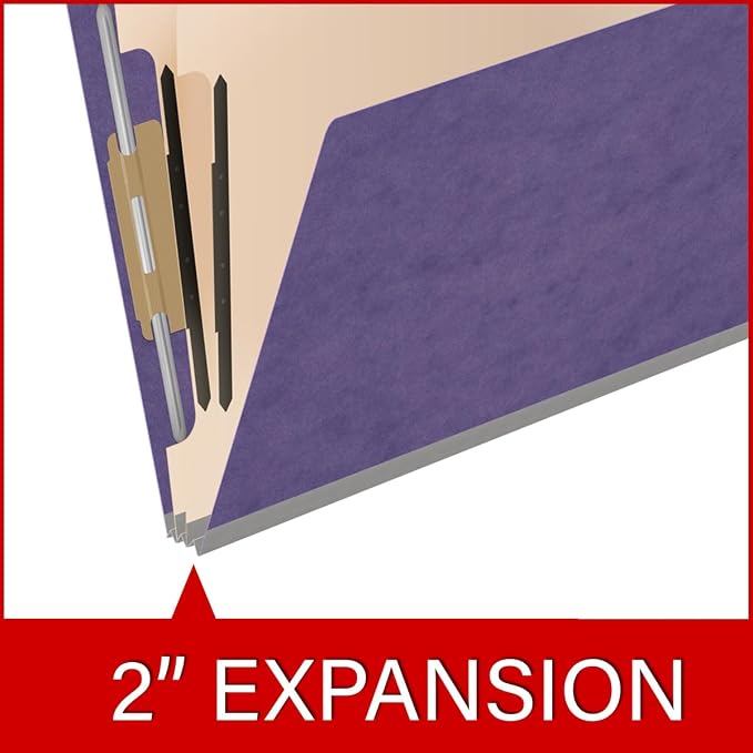 25 Pt. Pressboard Classification Folders, Full Cut End Tab, Letter Size, 2 Dividers, Purple (Box of 10)
