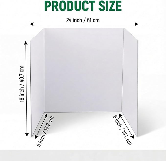 Trifold Poster Board, 24" x 16", 6-Pack, White Corrugated Project Boards for Science Fairs, School Projects, Event Displays, Business Presentations, Easy to Fold & Reusable