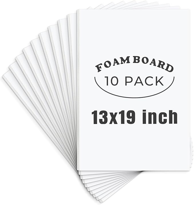 AUEAR, 10 Pack 13x19 White Foam Boards, Foam Core Poster Board for Display, Mounting, Print, Presentation and Projects, 1/8'' Thick