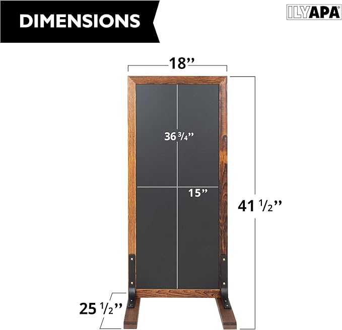Ilyapa Large Chalk Board Sign - Free Standing Magnetic Sidewalk Easel - Outdoor Menu for Restaurant, Food Truck, Party, or Wedding - 42x18 Inch - Brown