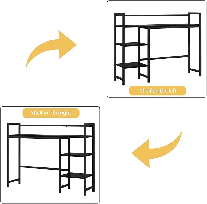 38.6" Book Shelf with 3 Tier Open Shelves Bookshelf and Desk Shelfs to Combined for Computer Desks, Desk Hutch for Top of Desk, Bookcase for Dorm or Office, Adjustable Desktop Shelf, Black