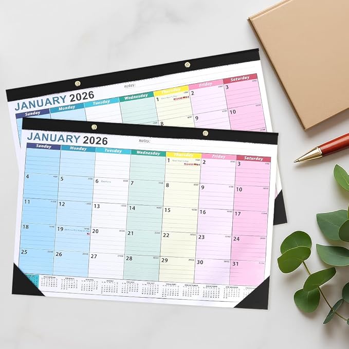 Calendar 2026, Desk Desktop Calendars 2026-2027, 18 Month from Jan 2026 - Jun 2027 Large Wall Calendar Month Planner Organizer with Corner Protectors for Home Office Teacher School Supplies 17x12 IN