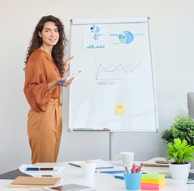 A AIRLLEN Mobile Whiteboard Flipchart Easel Mobile Dry Erase Board Portable Magnetic Whiteboard with Paper Pad on Wheels for Home Office (24X36 inches)