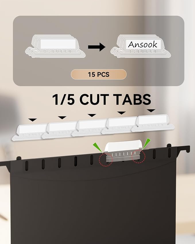 Ansook Plastic Hanging File Folders,12 Pack Extra Capacity Letter Size File Folders Hanging with Tabs,Heavy Duty 1 Inch Expandable Filing Cabinet Folders,Hang Folders for File Frame File Box