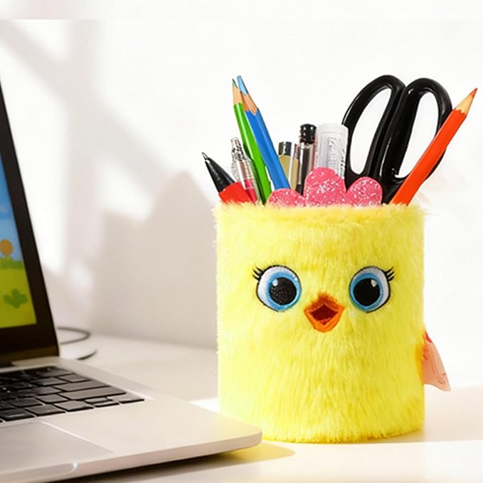Cute Desktop Pen Holder Organizer, All-in-One Stationery Storage Cup, Multi-Purpose Makeup Brush Holder Aesthetic Desk Decor for Daily Use