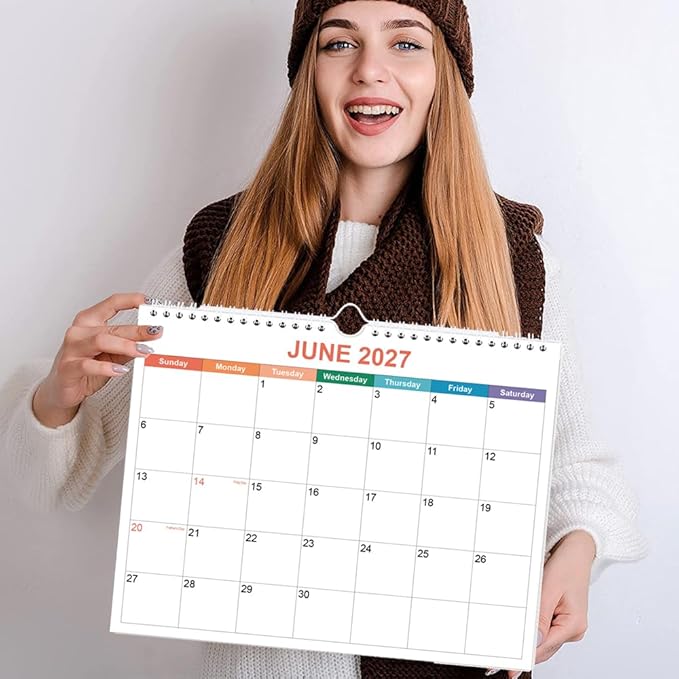 Calendar 2026-2027, Wall Calendar 2026-2027 from April 2026 - June 2027, 15 Months Calendar with Premium Paper, Twin-Wire Binding & Hanging Hook, 8.5" x 11", Colorful