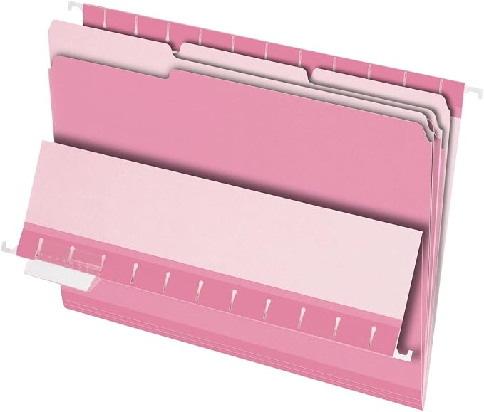 Pendaflex Interior File Folders, 1/3 Cut, Top Tab, Letter Size, Pink, 100 per Box (4210 1/3 PIN)