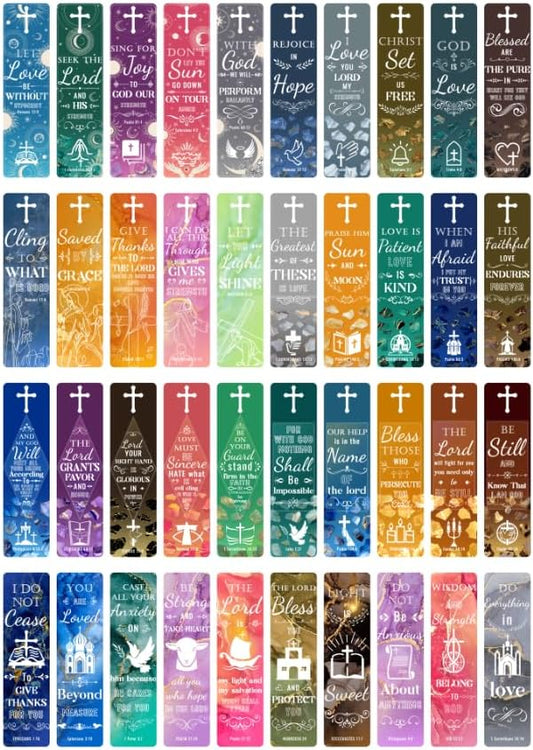 200 Pcs Bible Bookmarks Inspirational Scripture Christian Bookmark Motivational Book Markers Cross Bible Verse Book Marks for Reading Women Men Religious Church Supplies Father's Day Christian Gifts