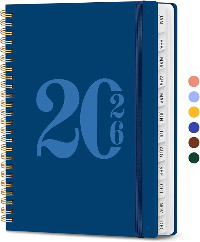 2026 Planner, Weekly and Monthly Calender Planner, Jan 2026 to Dec 2026, Hardcover 2026 Calendar Book with Tabs & Inner Pocket, Office Home School Supplies for Women & Men - A5 (6.3" x 8.5"), Navy Blue