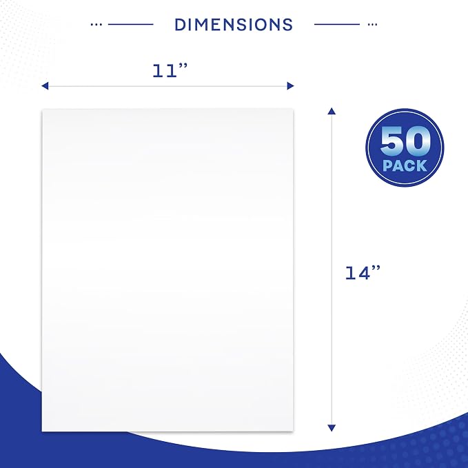 White Poster Board, 50 Sheets, Heavyweight Poster Paper, 11x14” Large Posterboard, Bulk Pack for School Projects, Presentations, Vision Board, Drawing, Classroom Use, Made in USA
