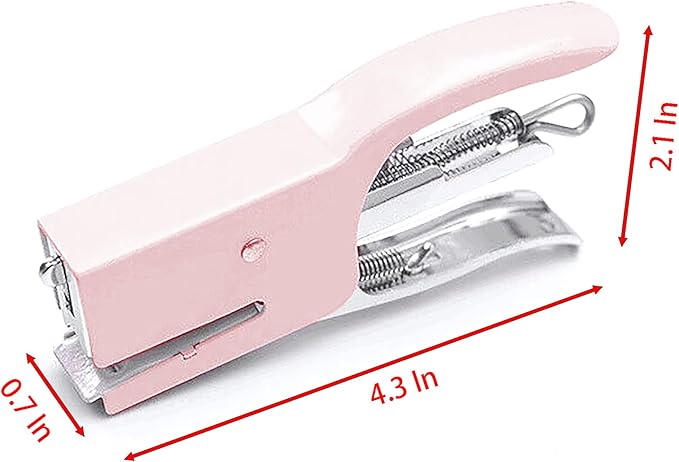 Handheld Desktop Staples, 4 Inch Labor Saving Gray Stapler for 10 Sheets Capacity with 1000 Pcs No.10 Staples (Pink)
