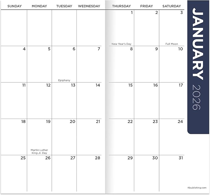 TF Publishing 2026-2027 Patriotic Plaid Small Monthly Pocket Planner with 2 Page Large Calendar Grid and Lined Notes Section - 2 Year Pocket Calendar 2026-2027 Perfect for Purse - 3.5in x 6.5in