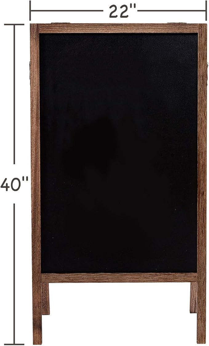 RHF Double Sided Chalk Board Sign,Chalkboads Sidewalk Sign,Sandwich Chalkboards, A-Frame Wedding Decoration,Non-Porous Message, Chalkboard Easel,Store Display Sign Blackboard 40",Brown