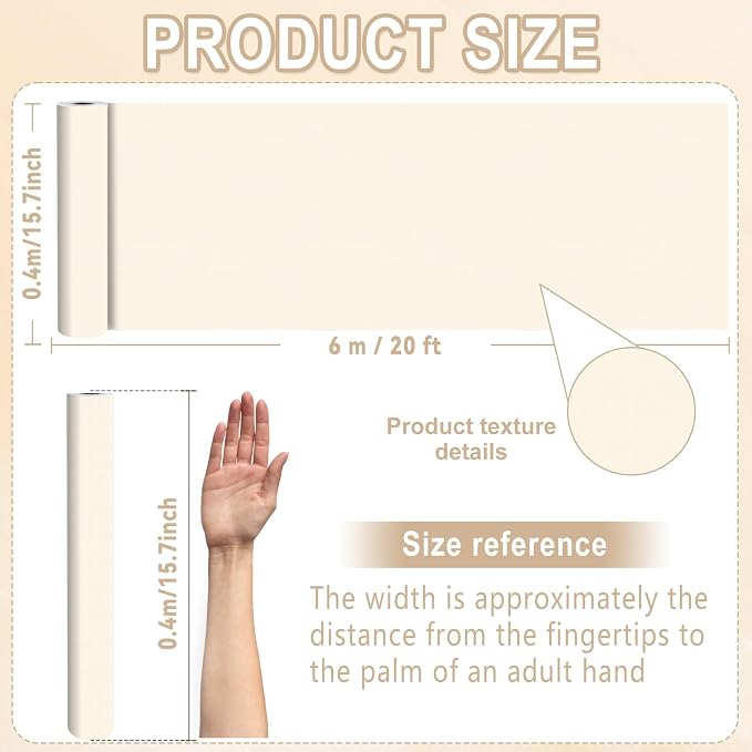 Cream Bulletin Board Roll Reusable Waterproof Erasable Cream Non-Woven Fabric Bulletin Board Roll Wrinkle Resistant Background Poster for Home School Classroom Decor Wrapping DIY Crafts 15.7" x 20ft