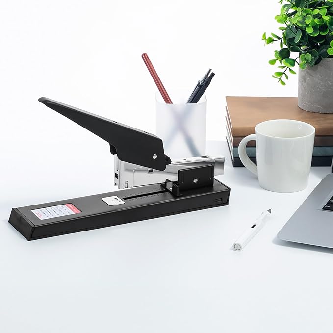 M&G Heavy Duty Stapler with 1000 Staples, 100 Sheet High Capacity, Manual Large Metal Office Stapler for Paper Binding, Black