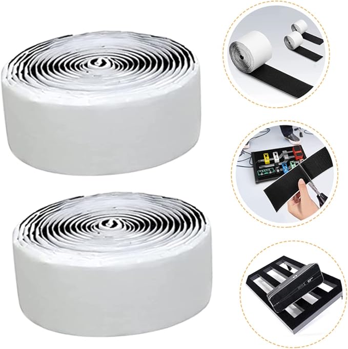2rolls Guitar Pedal Mounting Tape Heavy Duty Hook and Strip for Secure Pedal Board Attachment Easy to Use and Strong Adhesive