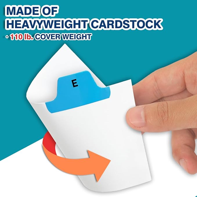 Chell 3x5 Index Card Dividers, Heavyweight A-Z Tabbed Guides, 110 lb. Cover Weight, with Blank Stickers, 2 Sets