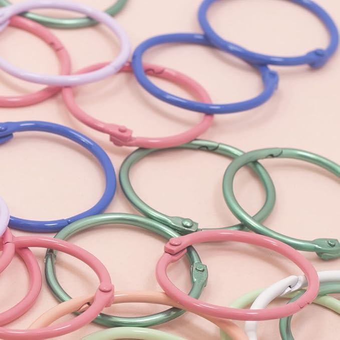 Craftelier - Set of 6 Metal Binding Rings for Scrapbooking, Card Making and Other Craft Projects | Rings for Photo Albums, Notebooks or Diaries | Size Ø 30 mm - Fuchsia Pink Colour