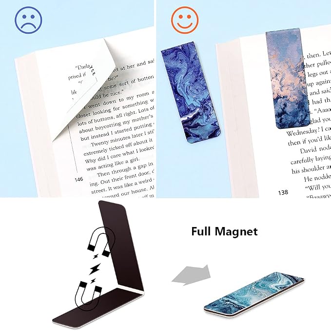 12 Pack Magnetic Bookmark, Book Marker Clip for Teachers, Students, Book Lovers, Printing on 2 Side