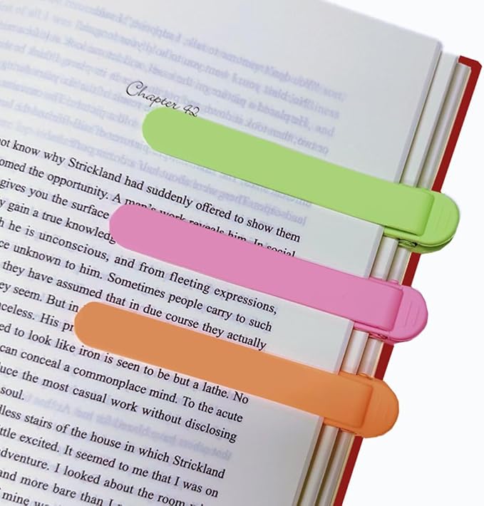 3ps Silicone Automatic Bookmark - Cute Unique Book Markers, Smart Bookmarks Clip for Women, Men, Kids, Book Lovers - Stay in Place and Follow as You Read