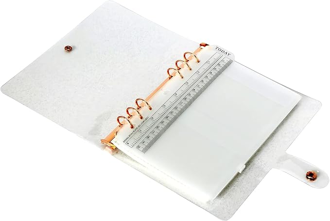 A6 A5 6-Holes Colorful PVC Cover Personal Organizer with Snap Button Closure File Folder for Loose Leaf Sheet Notebook (Rose Gold, A5 Combo)
