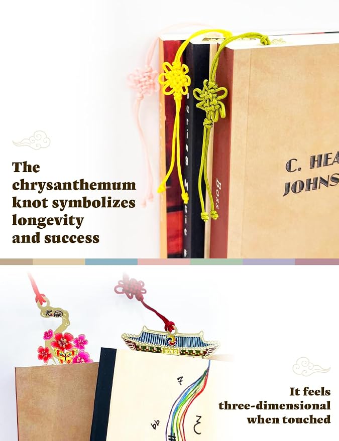 4 Pieces Metal Bookmark (Mandarin Duck, Plum Blossom, Gyeongbokgung Palace, Peony Hand Fan) + 4 Envelopes - Korean Traditional Bookmark 책갈피 원앙, 매화꽃, 경복궁, 목단부채