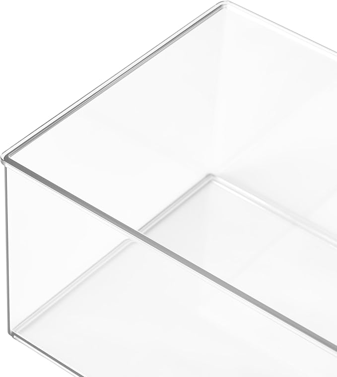 Simply Tidy 12" x 6" Clear Stacking Storage Bin - Stackable Plastic Organizer for Desk, Crafting, and Office Supplies - 1 Pack