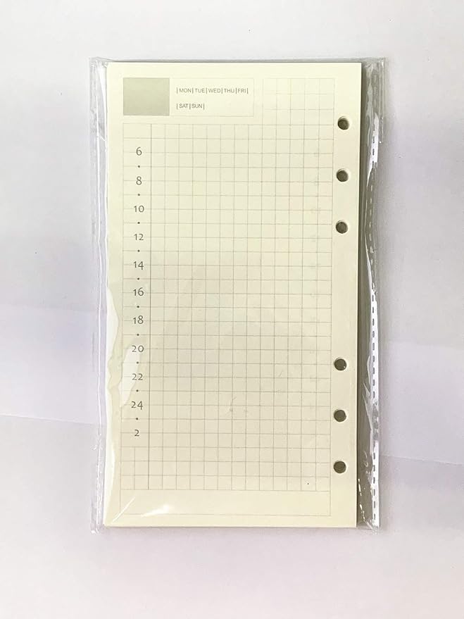 Spiral Notebook Refill,Daily Planner Refill,6 Hole,for Filofax, Personal Size 3.74 x 6.77'', Diary Design with Time Table and Summary, 45 Sheets per Pack, Harphia(A6,Daily)