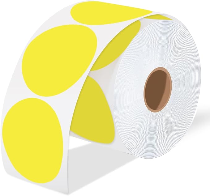 iEager 3 Inch Circle Thermal Sticker Labels, Self-Adhesive Round Direct Thermal Label, Multi-Purpose Roll Thermal Stickers, 500 Labels, Yellow
