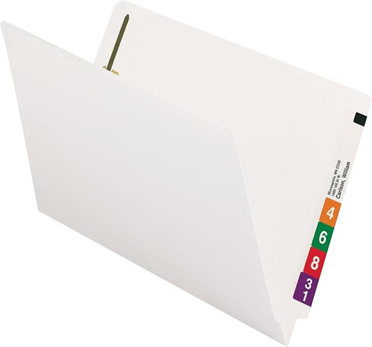 Smead End Tab Fastener File Folder, Shelf-Master® Reinforced Straight-Cut Tab, 2 Fasteners, Legal Size, White, 50 per Box (28840)