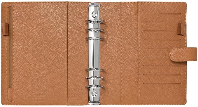 Filofax Norfolk Organizer, A5 Size, Almond - Soft, Full-Grain Leather, Six Rings, Week-to-View Calendar Diary, Multilingual, 2025 (C022634-25)