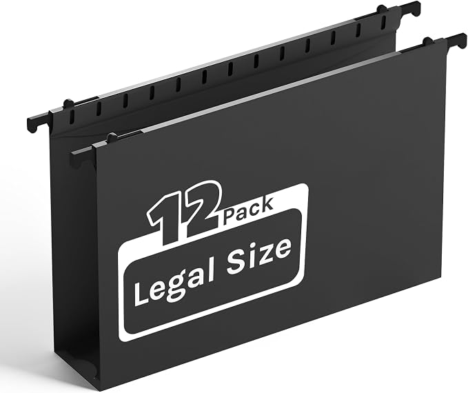 Ansook Extra Capacity Hanging File Folders Legal Size,Heavy Duty 2 Inch Expansion Hang Folder,12 Pack Reinforced File Cabinet Folders with 1/5 Tabs,Expandable File Folder Organizer for File Frame Box