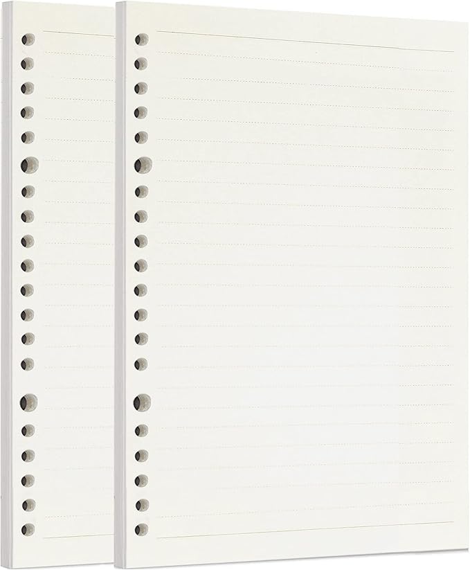 Zelten Loose Leaf Punched Paper Refills Paper for Personal Organizer Diary Notebook Refillable Planner (Lined, A5/20 Hole)