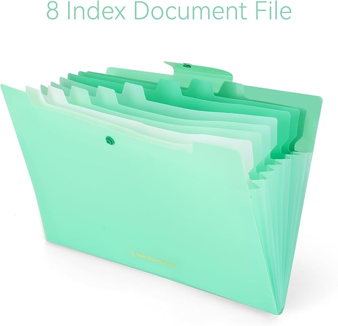 8 Pocket File Folders/4 pcs and 4pcs Poly File Folder, Expanding File Folder, A4 Letter Size, Placstic Expanding File Folders Accordion Document Organizer for School Office Home