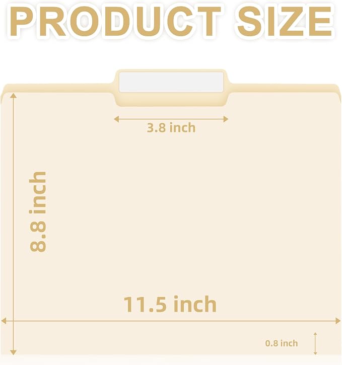 100 Packs Manila File Folder,Manilla Folder 8.5x11,1/3 Cut Tabs Folder for Office,School and Home,Organizer File Folder Letter Size