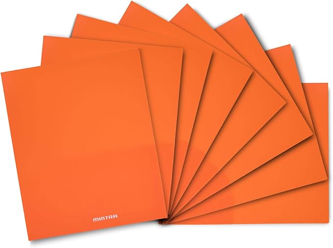 Mintra Office Poly Pocket Folders (Orange, 8pk)