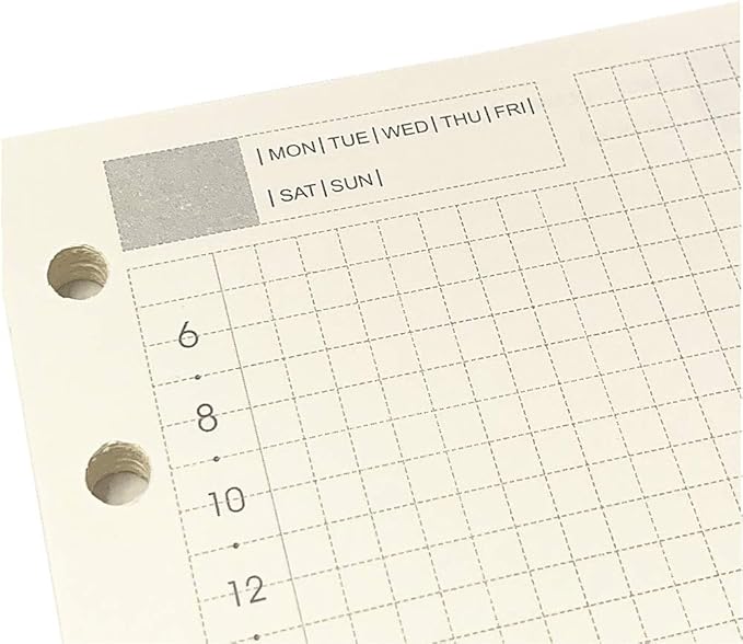 A7 Planner Refill, A7 Agenda Refill Daily Plan for Compatible with Filofax,6 Hole/100gsm, Time Table Notebook Insert Paper for 6 Rings Binder, 4.84 x 3.23'', Harphia