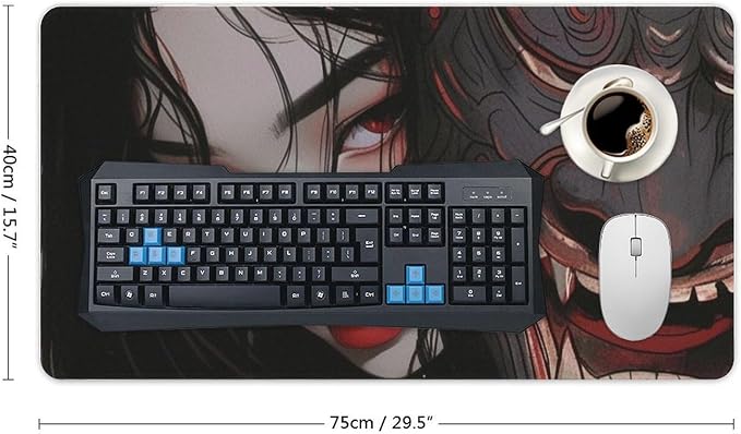 Large Mouse Pad Gaming Japanese Fantasy Female Samurai Anime Girl Desk Mat for Keyboard and Mouse Mat Non-Slip Rubber Desk Pad 40X75cm, Style