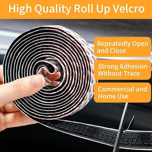 Adhesive Back Tape Roll Black Reusable Adhesive Hook and Loop Customizable Cutting Suitable for a Wide Range of scenarios