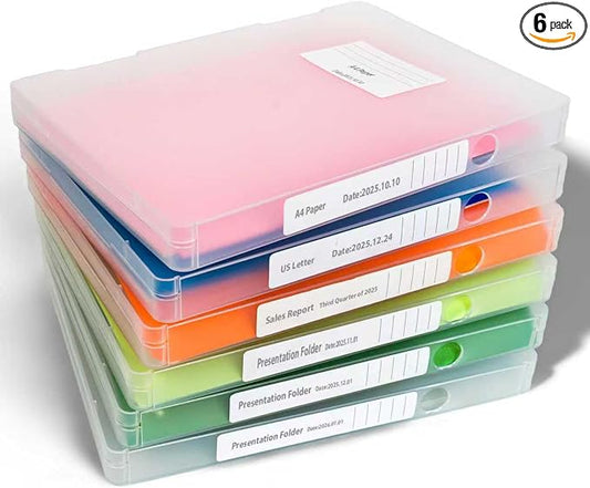 A4 Paper Storage Box 6 Pcs, 8.5 x 11 Project Case for US letter, Thick Scrapbook Storage Boxes Craft Storage Box Art Supplies Storage and Organization (12.59 x 9.45 x 1.18 inches)
