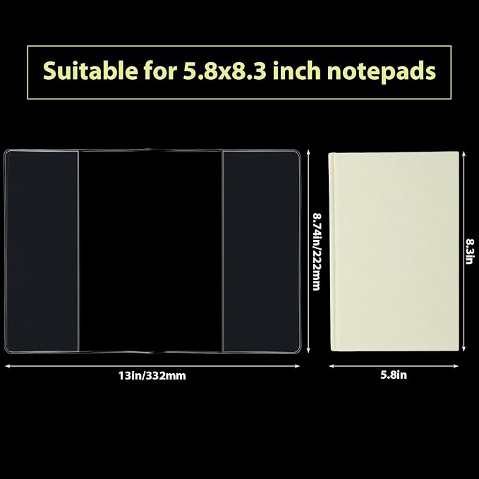 Fullhawl 3 Pack A5 Clear Cover Transparent A5 Size 13 x 8.74 Inches Jelly Notebook Cover, Fits for Journal Weeks Planners and Books Measuring About 8.3 x 5.8 Inches