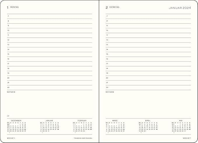 LEUCHTTURM1917 367584 Daily Calendar Master (A4+) 2024, Black, German, 12 Months