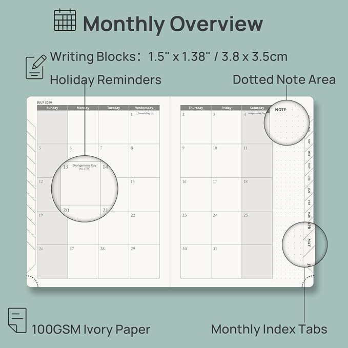 POPRUN Planner 2026-2027, 6.5" x 8.5", Academic Planner 2026-2027 Weekly and Monthly (July 26-June 27) Hourly Appointment Book with Inner Pockets, Leather Soft Cover, 100GSM - Pink