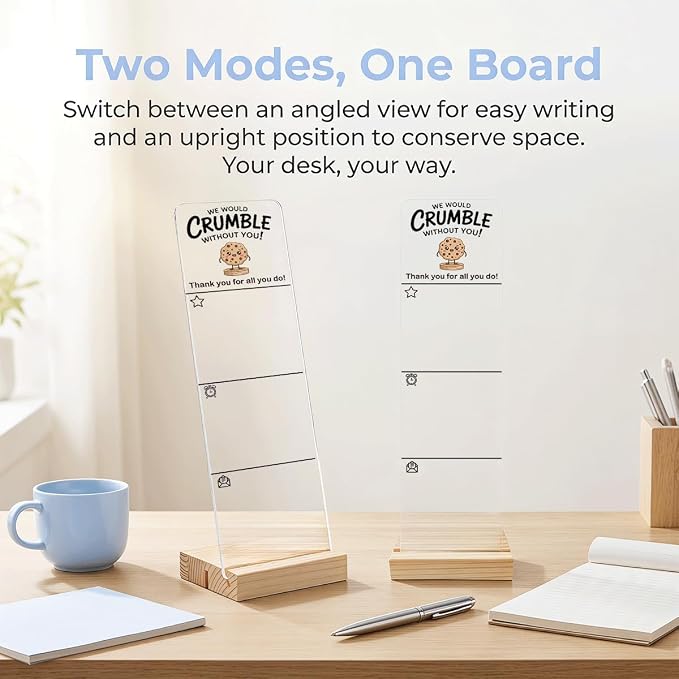 Sticky Notes Monitor Memo Board Acrylic Holder with Removable Wooden Base, We Would Crumble Without You Logo Desk Set with 200 Sheets Two Sizes Sticky Notes, Office Desk Accessories Organizer