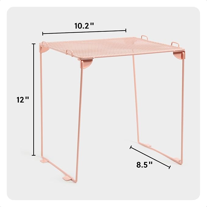 U Brands Mesh Locker Organizer Shelf, 11" x 10" x 12", Peachy Pink, Back to School Essentials, Stackable, Fits Standard Size School Lockers
