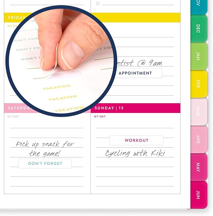 AT-A-GLANCE Planner 2025-2026 Academic, Simplified by Emily Ley, Weekly & Monthly, 5-1/2" x 8-1/2", Small, Monthly Tabs, Flexible Cover, Happy Stripe (EL37-200A)