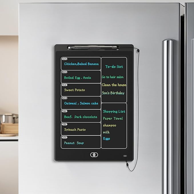 Magnetic Weekly Chore Chart for Adults, 9.8”×6.7” Small to Do List Dry Erase Board for Fridge Grocery Shopping Kitchen Menu Planning Whiteboard Refrigerator Digital Notepad Blackboard Meal Planner