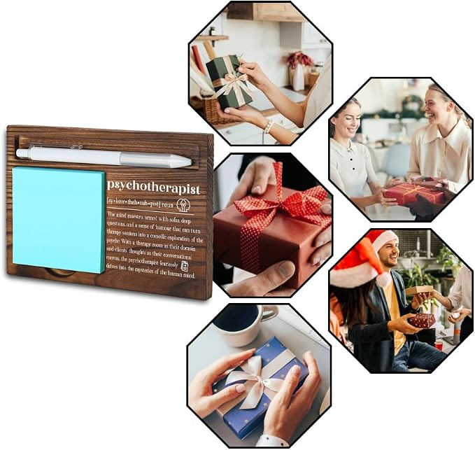 Wooden Sticky Note Holder for Psychotherapists, Inspirational Office Desk Organizer, Therapist Gift, 16.5 x 12 x 1.5 cm,LQQ22